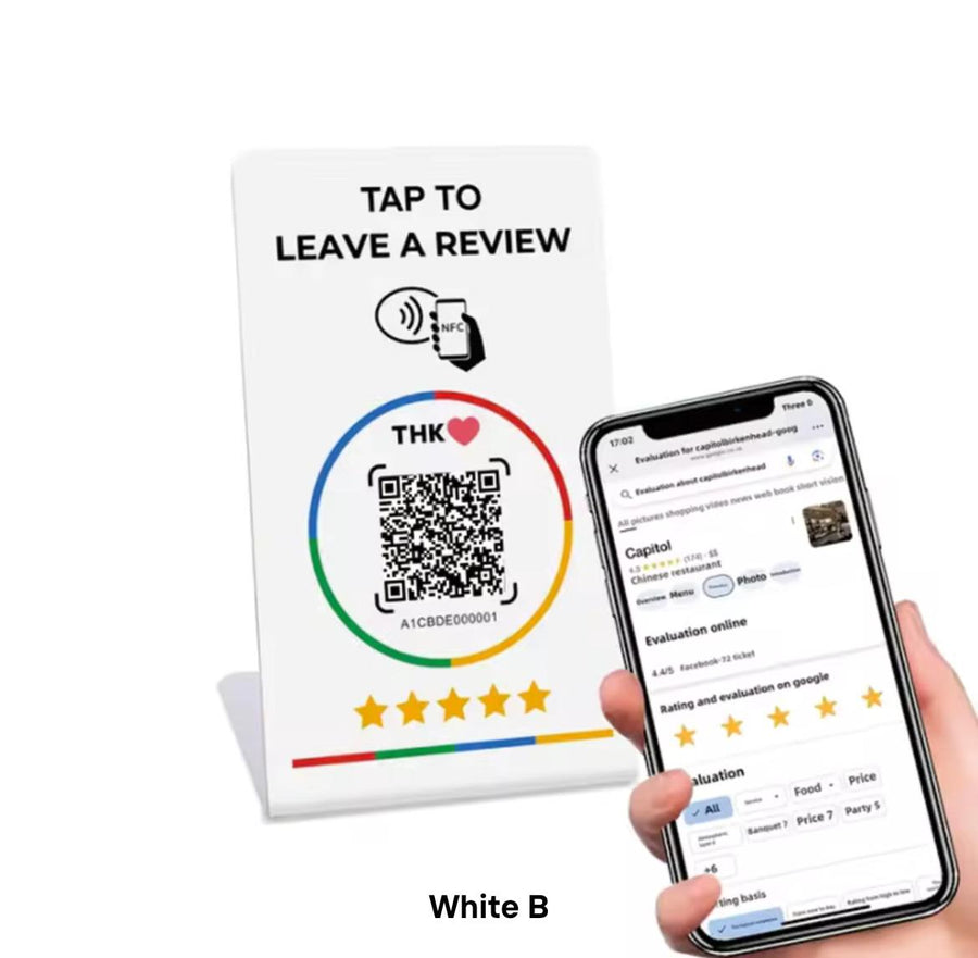 White Google Review Stand